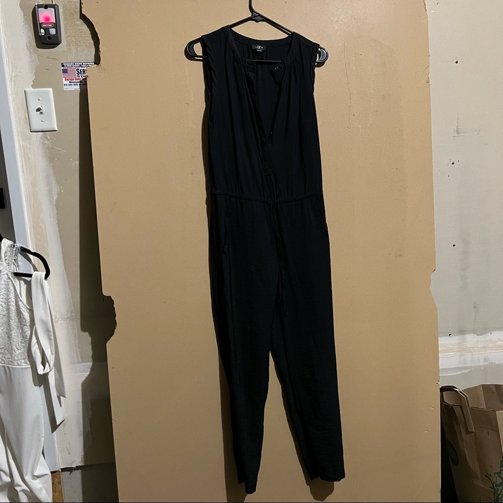 LOFT Button up size XXS Petite black sleeveless jumpsuit
